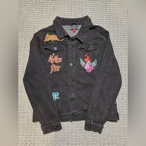 Black Pike LEGENDS NEVER DIE Juice Wrld Adult L Embroidered Black Jean Jacket